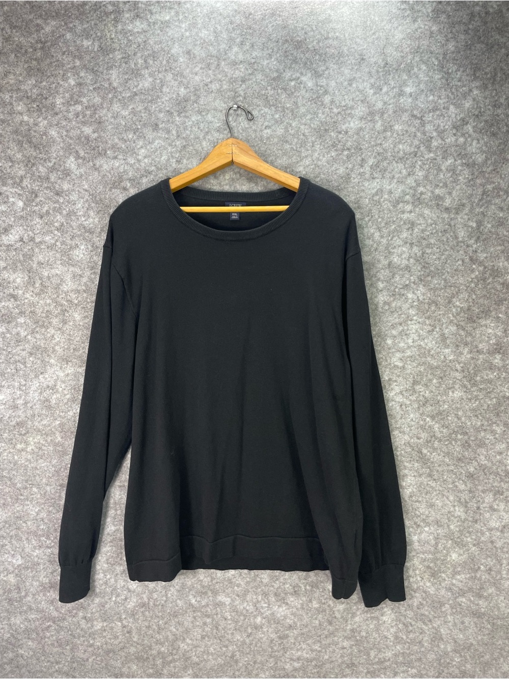 J.CREW Sweater Mens 2XL Black 100% Cotton Crewneck Knit Pullover Casual